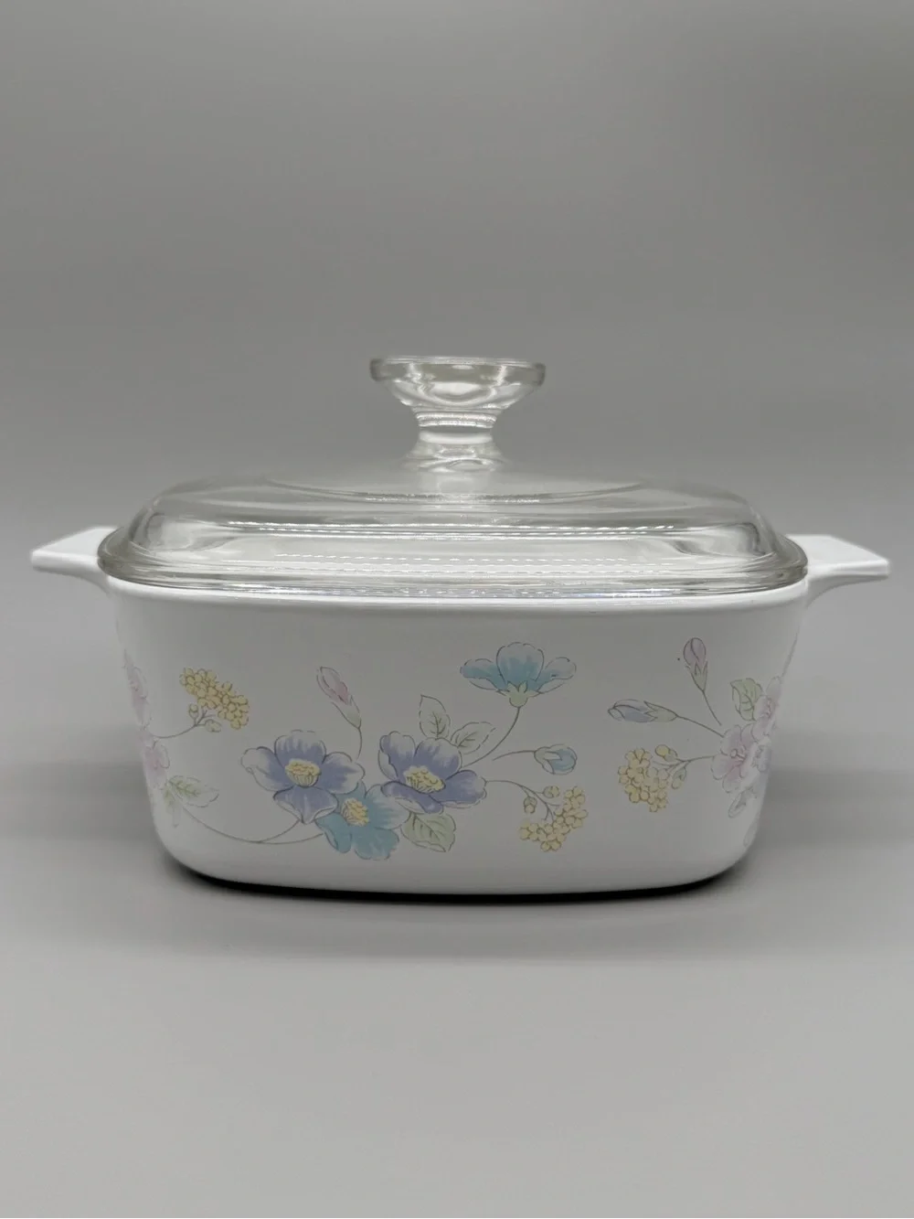 Vintage Corning Ware Pastel Bouquet 1.5L Casserole Dish A-1 1/2-B with Pyrex Lid